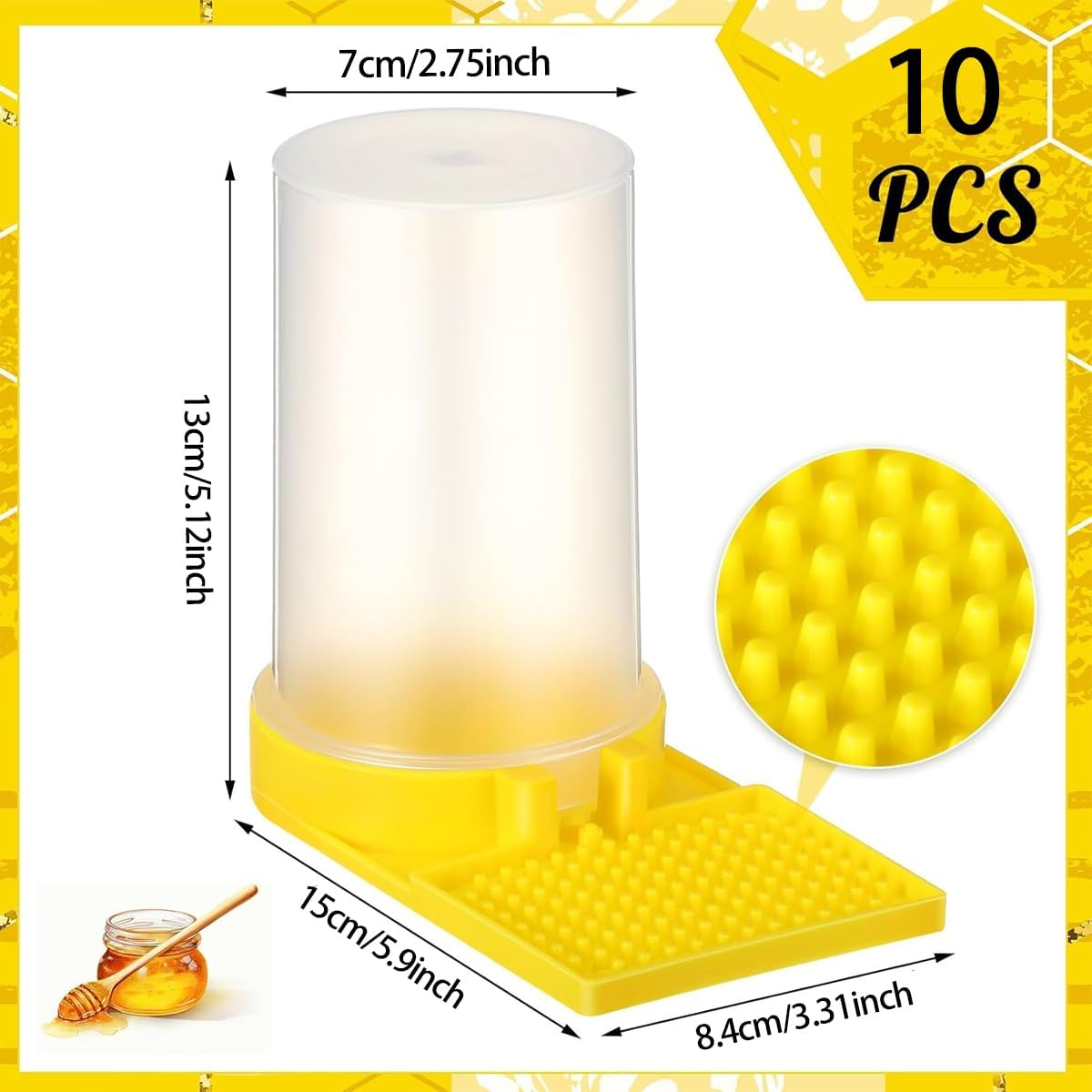 AIMALL 10PCS Bee Feeder Kit - High-Capacity Beekeeping Feeder with Sealed Design for Hive Entrance - Durable and Transparent Point Feeder - 2.75X5.12 Inches image number 1
