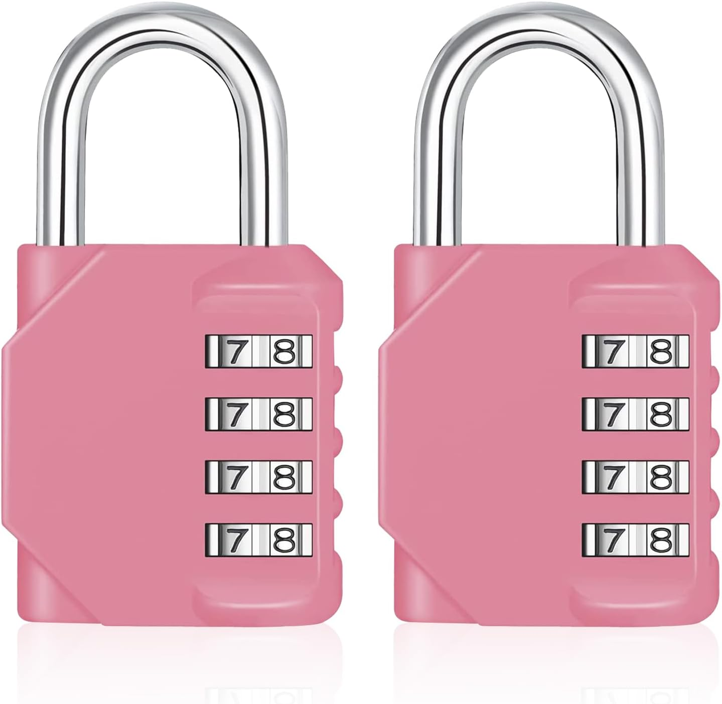 ZHEGE Combination Lock Outdoor 2 Pack, 4 Digit Resettable Weatherproof Combination Padlock for Gym, School, Gates, Doors, Hasps Storage (Pink, 2 Pack) image number 3