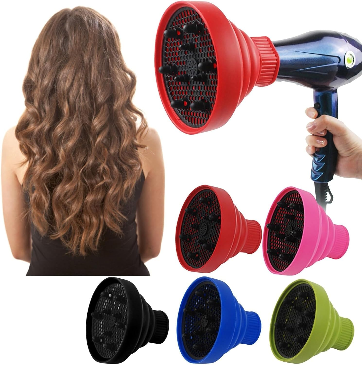 Hair Difuser Attachment Universal Diffuser Hair Dryer for 1.57-Inch to 1.99- Inch Blow Dryer, Hair Diffuser for Curly Hair and Natural Wavy Hair (D) image number 5