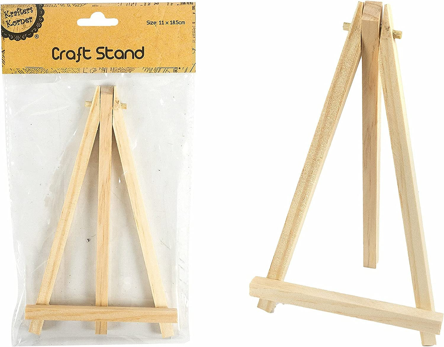 Krafters Korner Craft Wooden Stand 11X18.5Cm Natural Colour for Art Craft Painting Easel Stand for Artist Adults Students