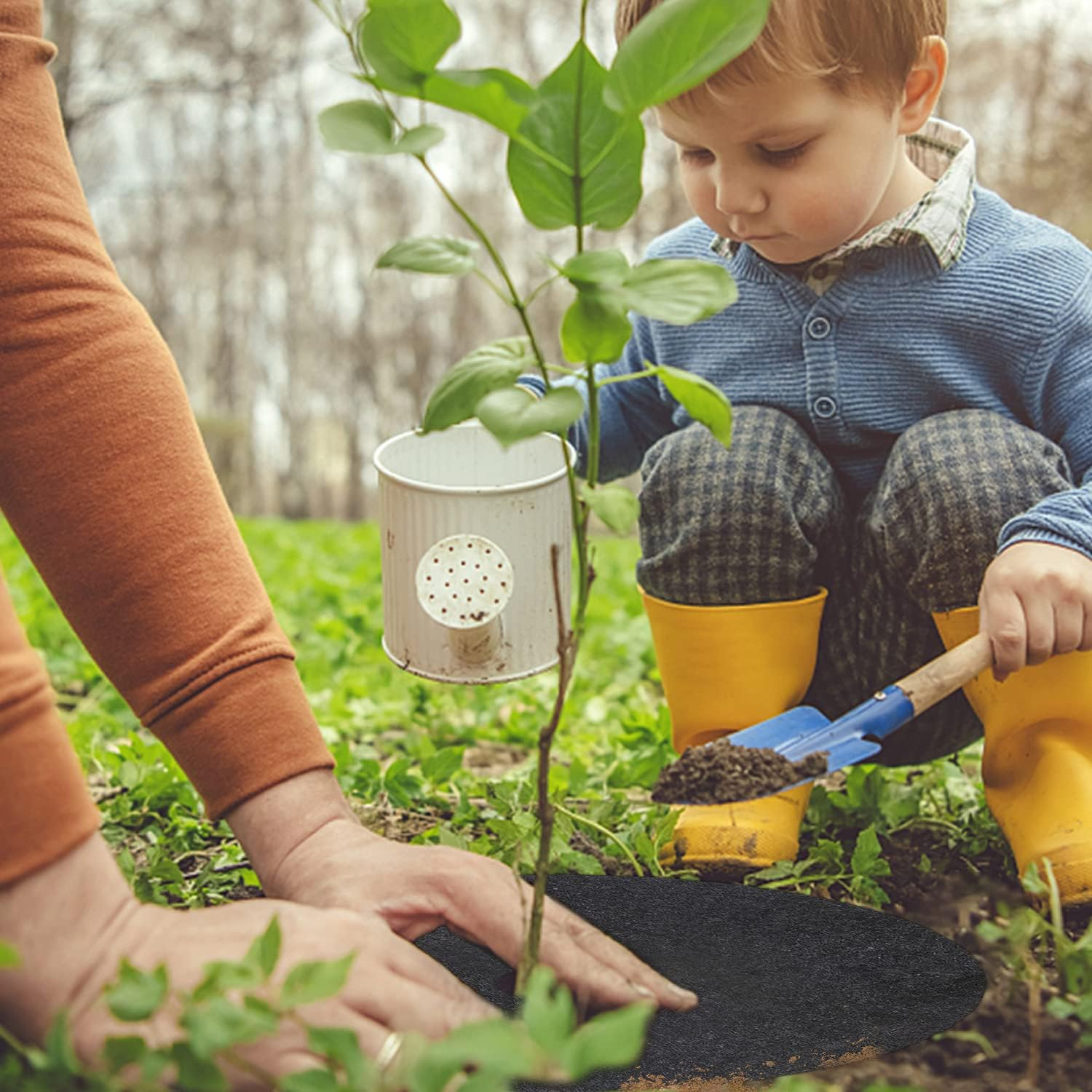 8 Pack Non-Woven Tree Mulch Ring, 16.5 Inch Degradable Tree Protector Mat Reusable Tree Weed Barrier Mat for Weed Control Root Protection image number 6