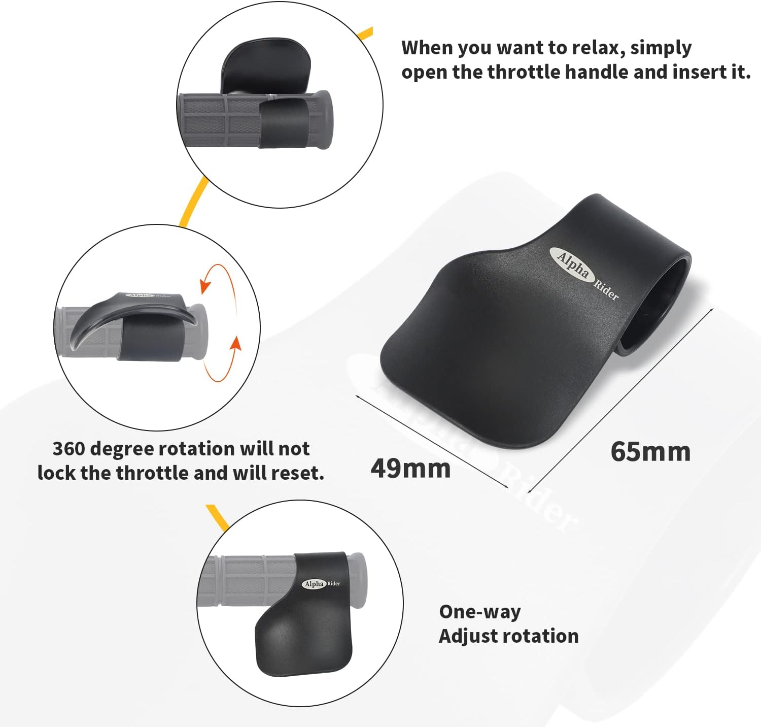 Alpha Rider Universal 22MM Black Throttle Mounted Motorcycle Cruise Assist Oil Control for Aprilia BMW Bimota Ducati Honda Kawasaki Suzuki Triumph Yamaha Street Bike Sport off Road Scooter Naked ATV image number 4