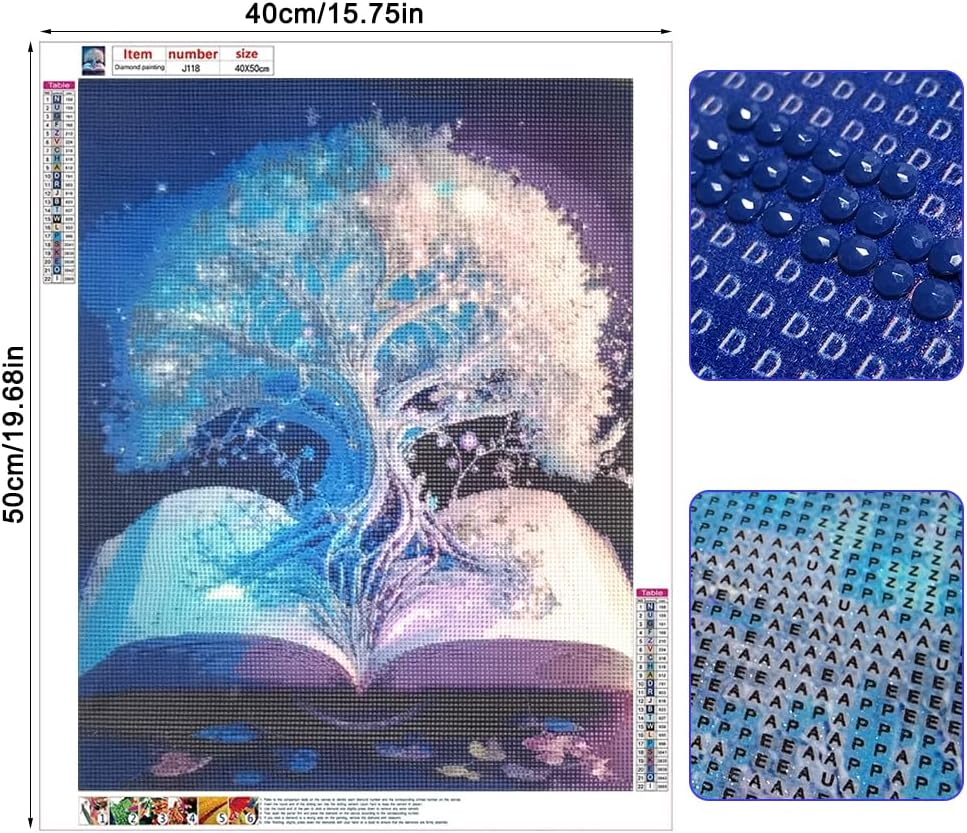 AFUNTA 2 Pieces Diamond Art Painting Kit for Adults, 5D Tree of Life Diamond Art Kit Flowers Crystal Diamond Art Paintings for Home Wall Decoration (15.6 X 19.6 Inch, 19.6 X 12.1 Inch) image number 2