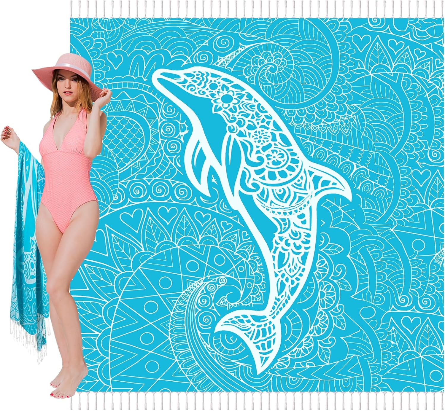 Oversized Turkish Beach Towel Blanket XXL Cotton Sandproof Towels Boho Woven Extra Large Big Sand Free Giant Throw Thick Blankets Huge Quilt XL Picnic Camping Necessities Cloud for Adult Gifts image number 1