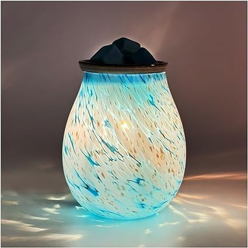 Glass Electric Essential Oil Warmer Electric Incense Wax Tart Burner with 7 Colors LED Changing Light Wax Melter Warmer Fragrance Night Light Aroma Decorative for Home Office Bedroom Living Room Gifts image number 5