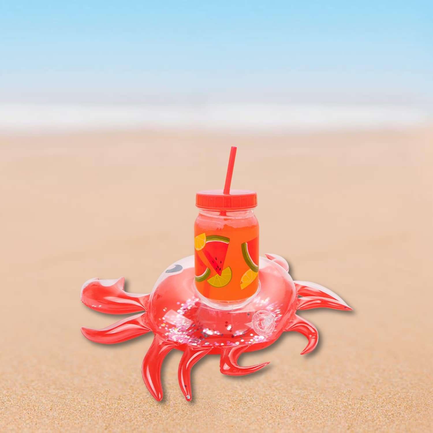 6 Pack Crab Inflatable Drink Holder, LIYDE Drink Floaties Floating Drink Holder for Swimming Pool Drink Holder for Pool Party Decorations Pool Accessories for Adults image number 2
