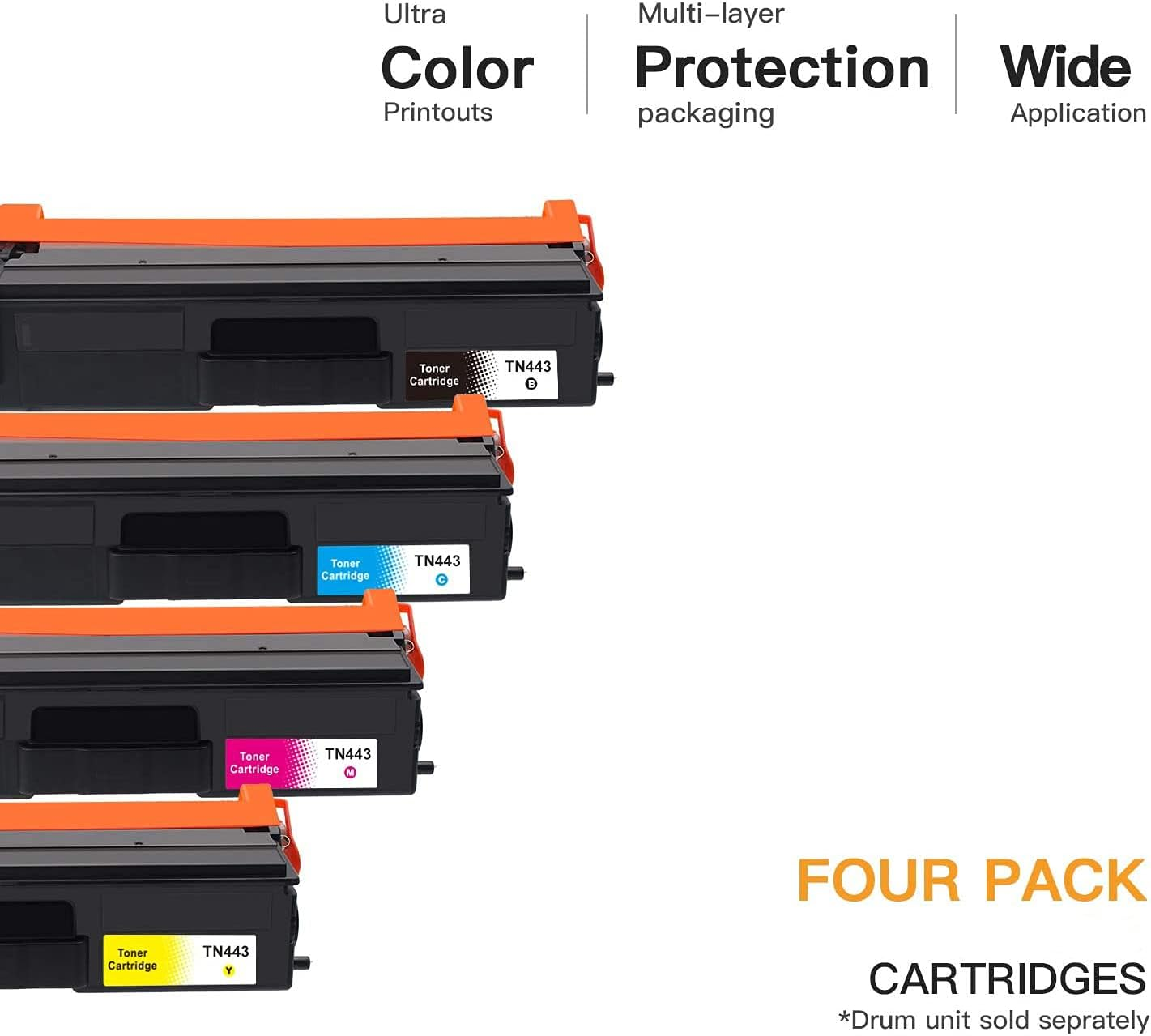 4 Pack (1BK,1C,1M,1Y) TN-443 TN443 Toner Compatible with Brother HL-L8260CDW HL-L8360CDW MFC-L8690CDW MFC L8900CDW (1BK1C1M1Y) image number 2
