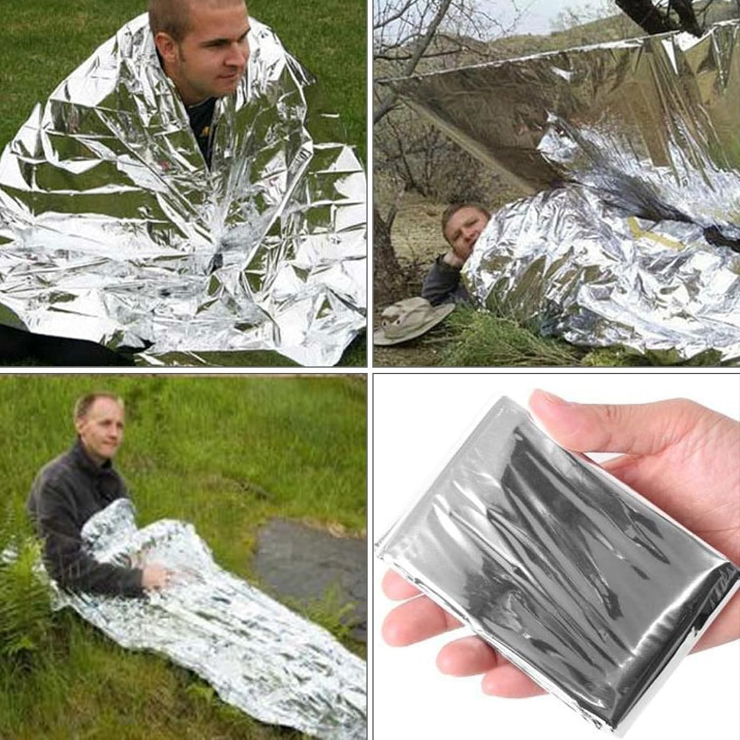 5Pcs Emergency Thermal Blankets,Survival Reflective Thermal First Aid Foil Blanket for Outdoor,Emergency Thermal Blanket,Survival Reflective Thermal First Aid Foil Blanket Emergency Blanket,210X130Cm