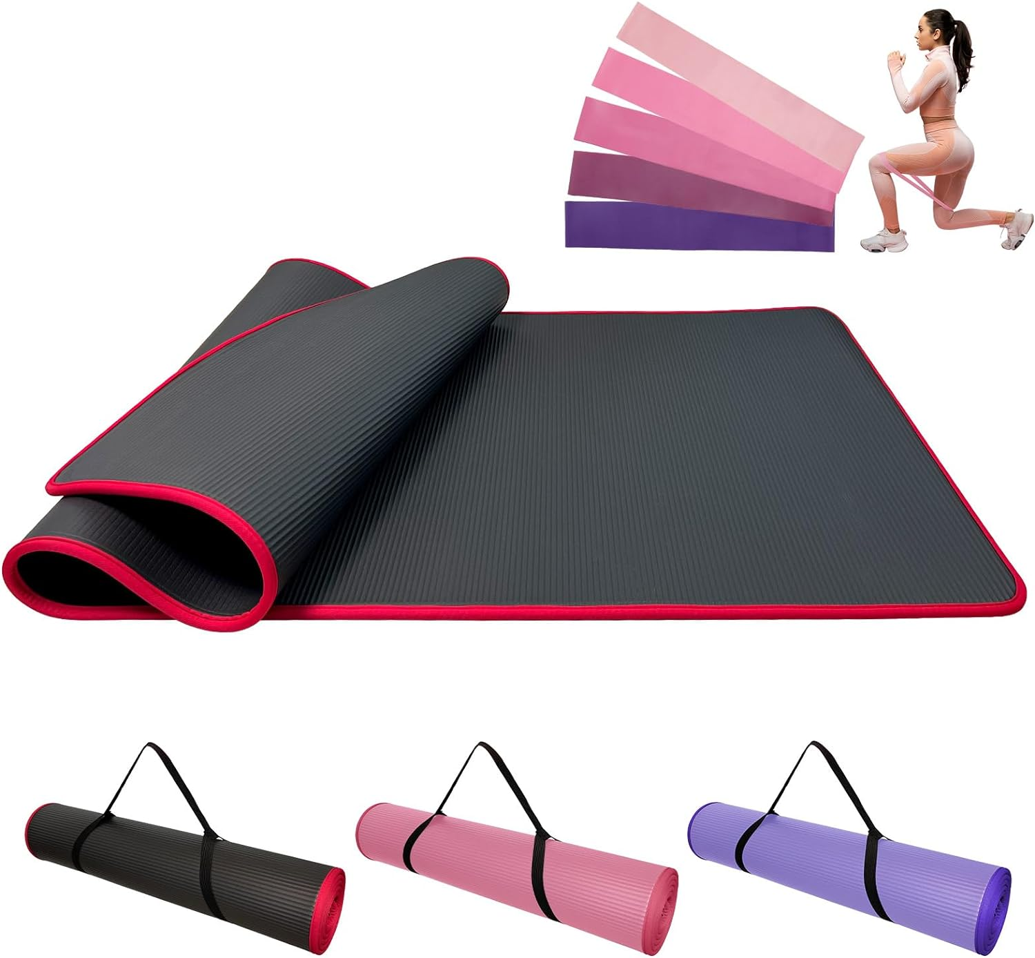DAWNTREES 185X80Cm Thick Yoga Mat Fitness & Exercise Mat with Carrier Strap,Non-Slip Exercise Mat High Density Anti-Tear Pilates Mat for Yoga Pilates and Gymnastics image number 2