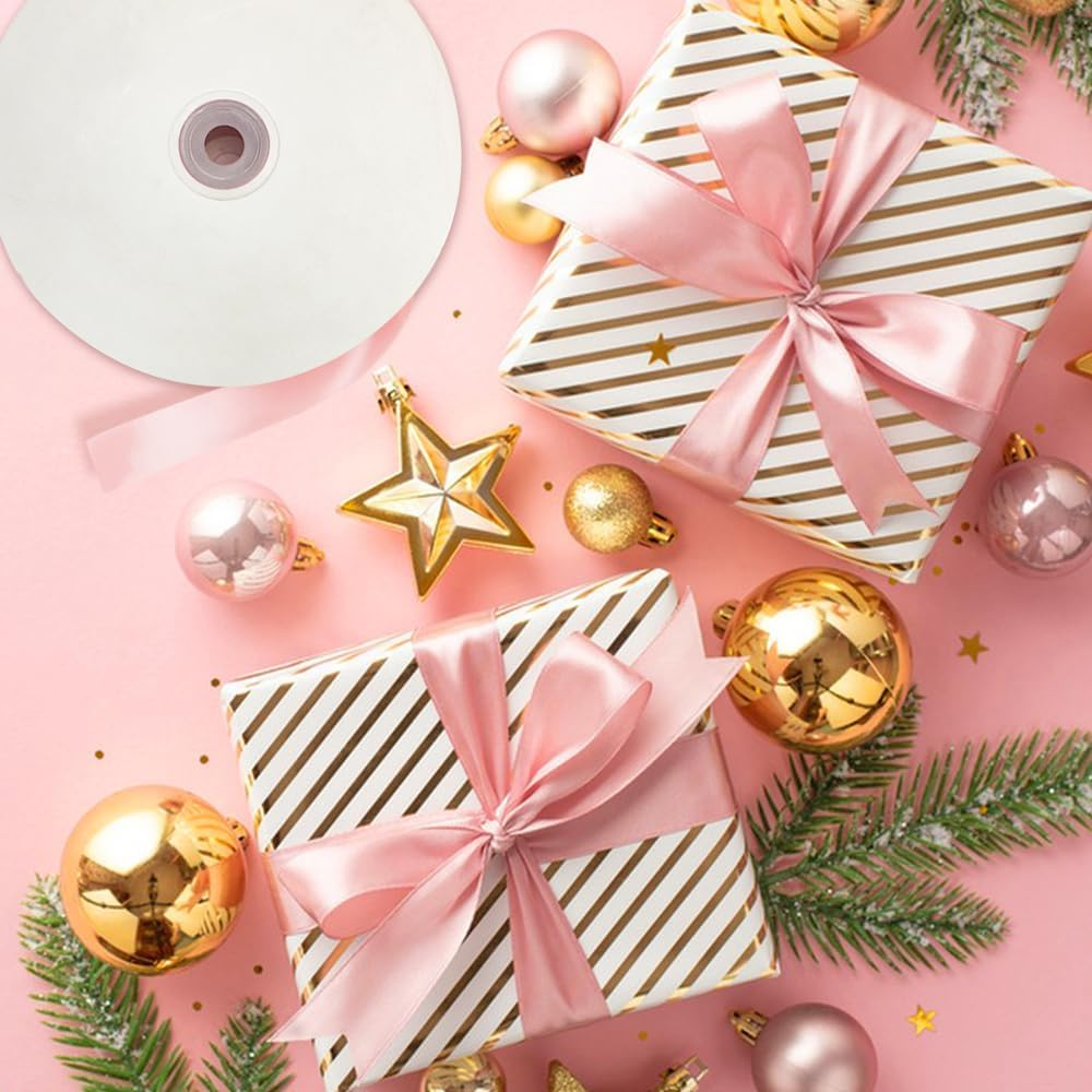 2 PCS Ribbon for Gift Wrapping, AIFUDA Satin Ribbon 100 Yards 1.57Inch Pink Ribbon 100 Yards 0.79Inch Red Ribbon for Flower Bouquet Wedding Party Decoration image number 3