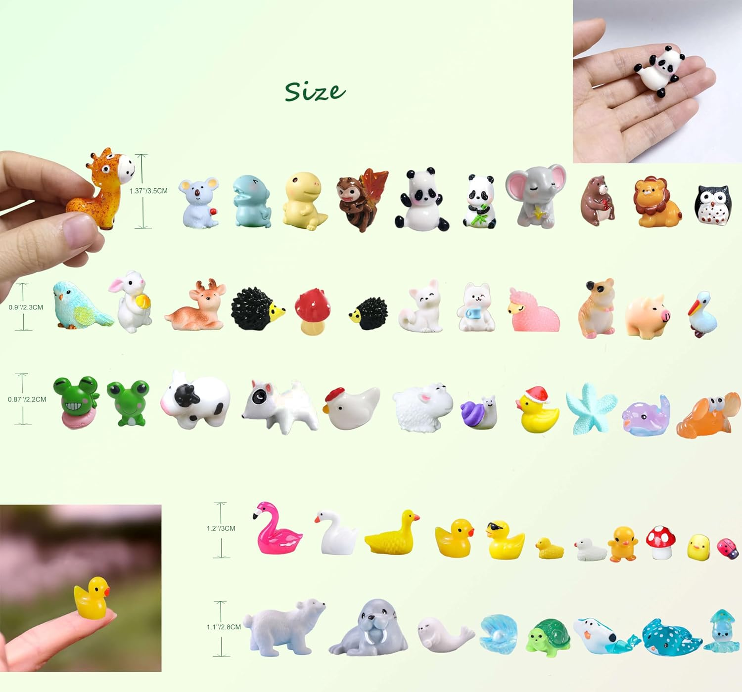 Mini Resin Animals Figures Set 100 Pieces for Miniature Garden Decor - Slime Charm for Craft - Tiny Resin Animal image number 2