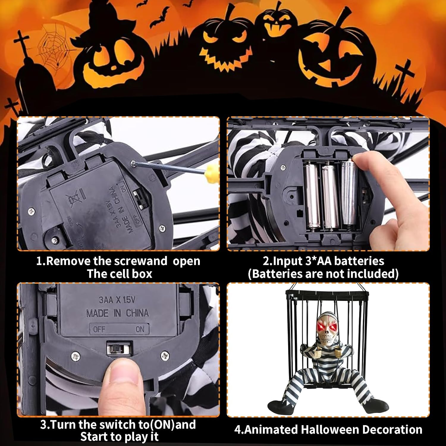 Halloween Decorations, Halloween Hanging Decorations for Indoor Outdoor Decor, Halloween Decor Prop with Motion Sensor, Skeleton Hanging Decoration with Sound image number 6