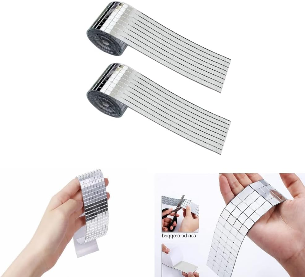 3200 Pieces 5 X 5 Mm Self-Adhesiveglass Mirror Mosaic Tiles Small Square Mirror,Self-Adhesive Mosaic Tiles Square Glass Mirrors, for Crafthome Decorations(Silver)