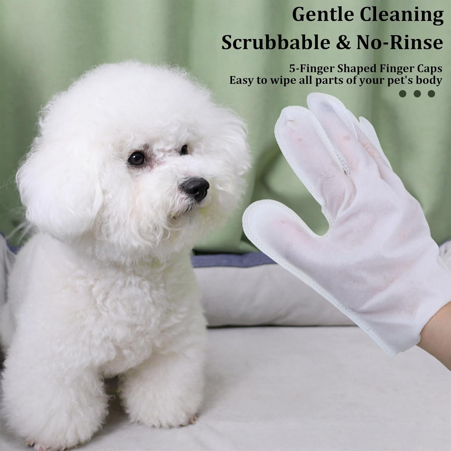 No-Rinse Pet Cleaning Gloves &ndash; Lick-Safe Grooming Wipes Gloves for Cats & Dogs &ndash; Soft Disposable Bath Mitts for Daily Fur Care &ndash; Fragrance-Free image number 1