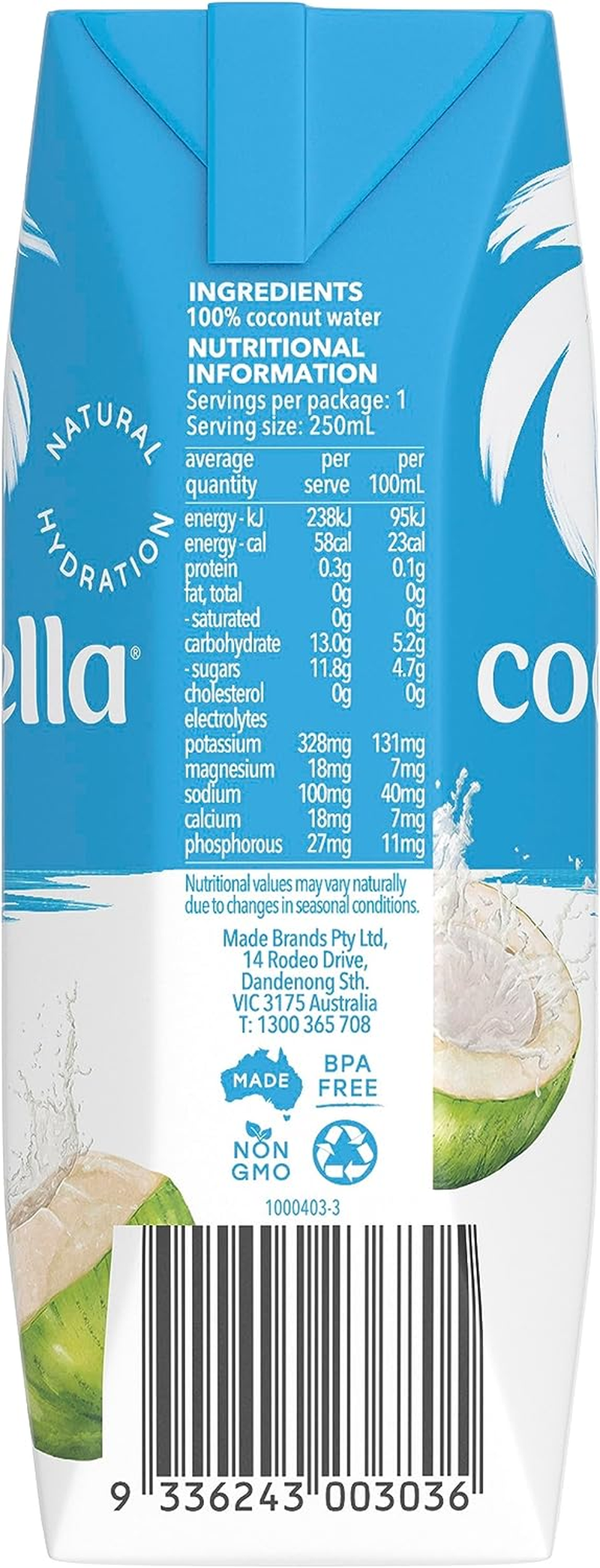 Cocobella 250Ml Straight Up, 12 X 250 Ml image number 1