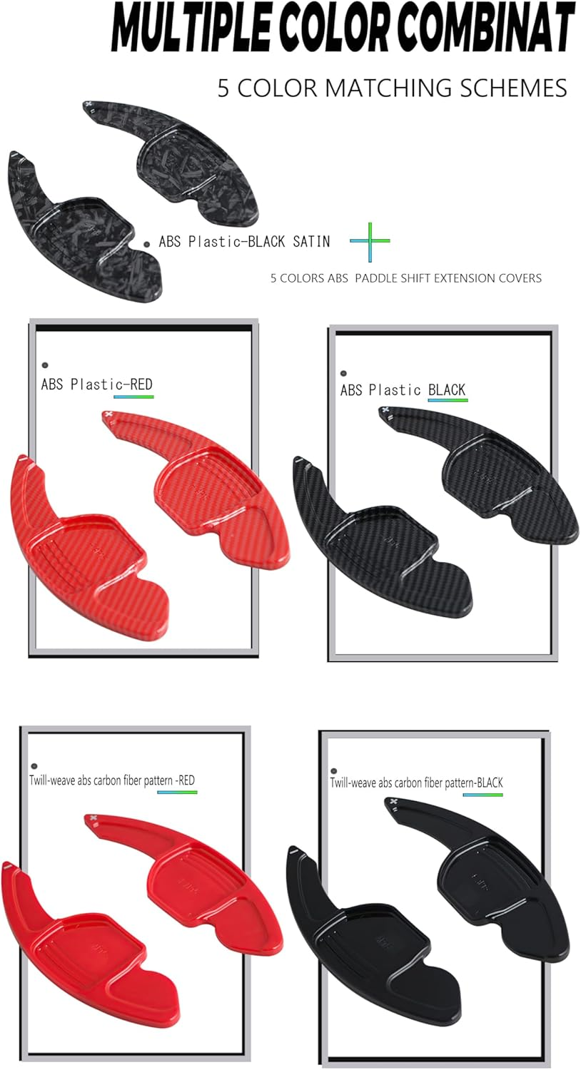 Ontto ABS Plastic Car Steering Wheel Shift Paddle Shifter Extension Fit for Audi A3 S3 8V A4 S4 A5 S5 B8.5 A6 S6 A7 S7 C7 Q5 Q7 2013 2014 2015 2016 Accessories Gear Shift Paddle 2 Pcs Black - Black image number 2