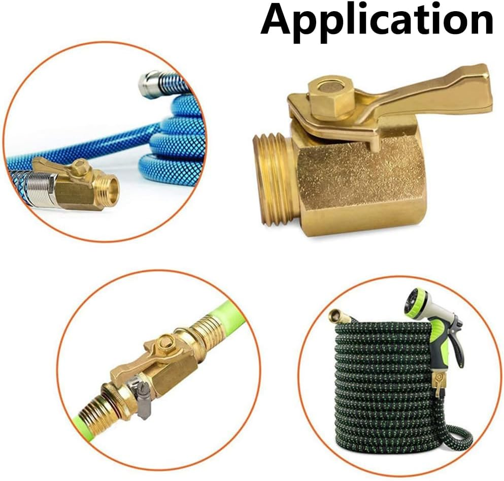 2PCS Garden Hose Shut off Valve, 3/4 Inch Heavy Duty Brass Shut off Valve, Garden Hose Connector for Fits Most Hose Sizes image number 3