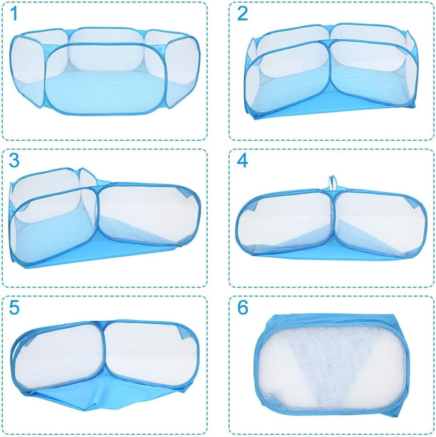 Small Animals Tent,Reptiles Cage,Breathable Transparent Pet Playpen Pop Open Outdoor/Indoor Exercise Fence,Portable Yard Fence (Blue) image number 1