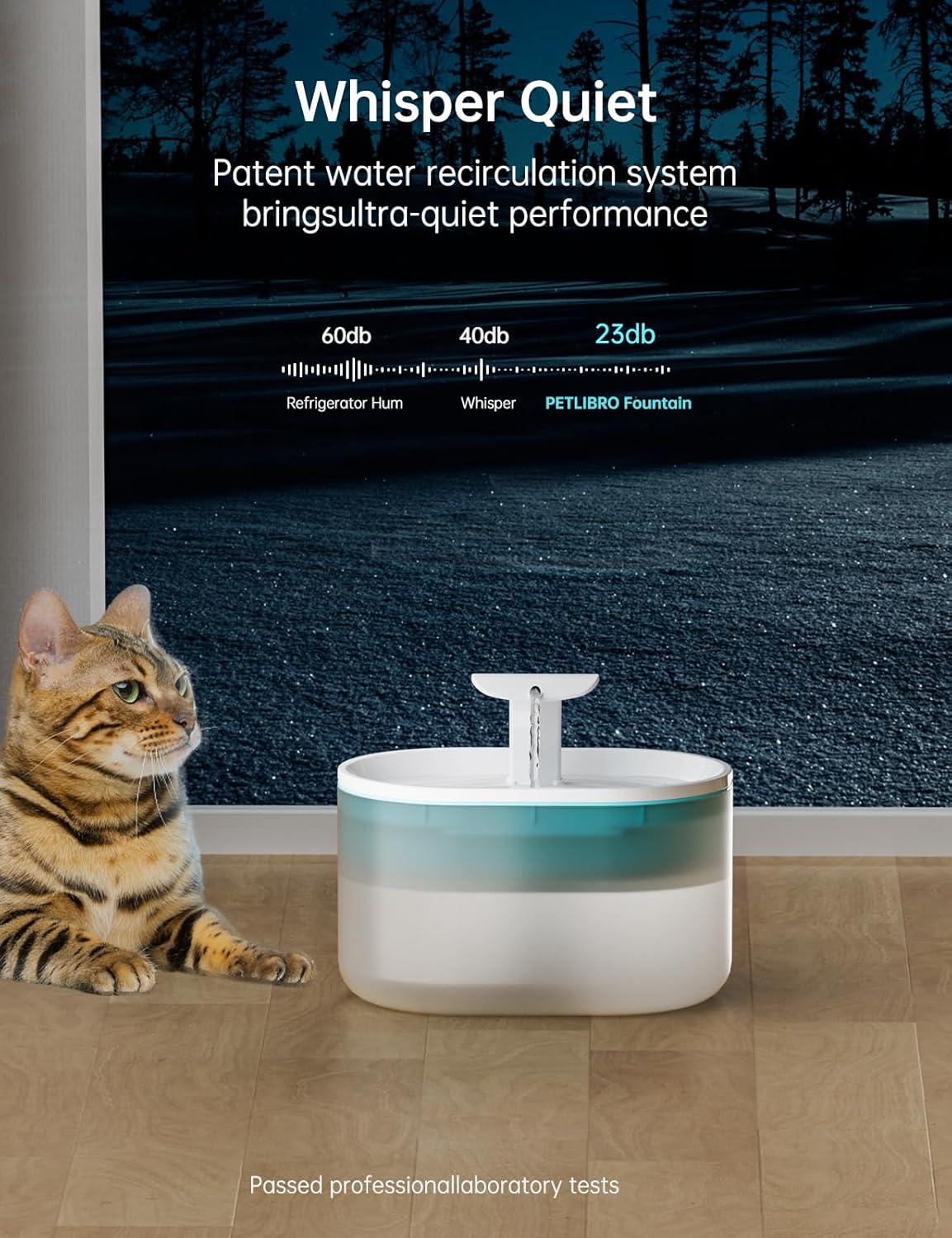 Cat Water Fountain Ultra Quiet with Two Flow Modes, Large-Size Filter Capsule Pet Water Fountain, 2.5L Visible Water Level Dog Water Dispenser for Cats & Dogs image number 5