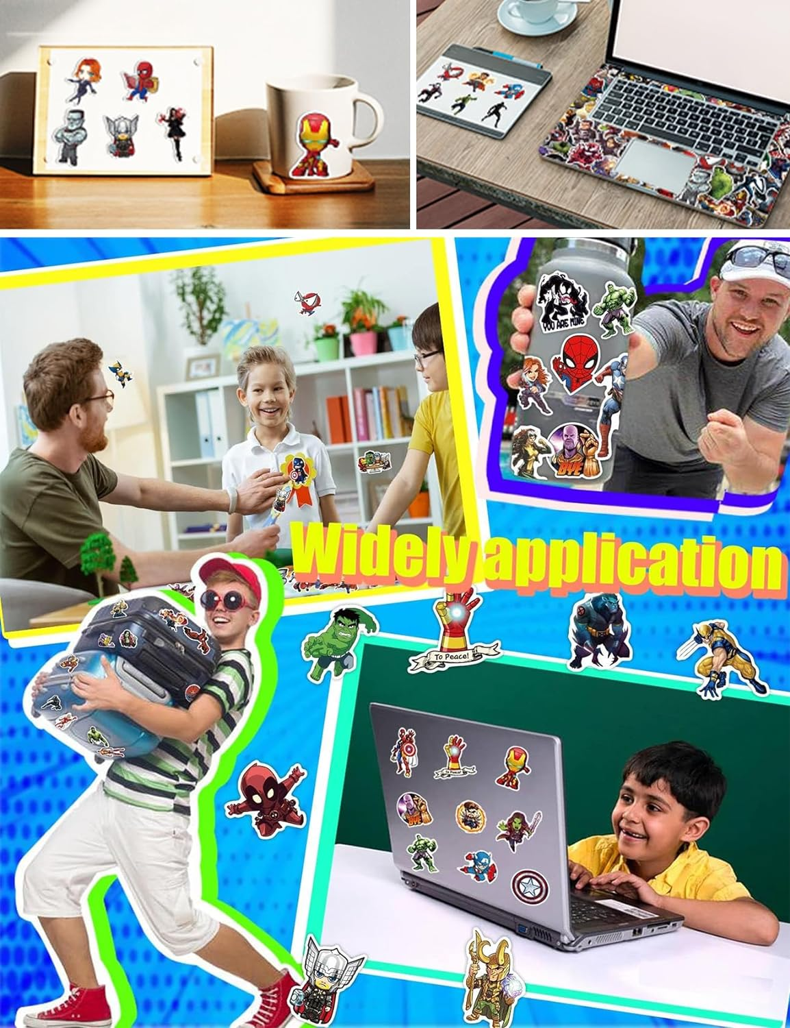 24 Sheets Cartoon Stickers, Laptop Stickers, Waterproof Stickers, Anime Character Stickers, Cute Cartoon Sticker, Comic Legends Stickers, Party Gift, Superhero Decals for Teens Boys Girls image number 3