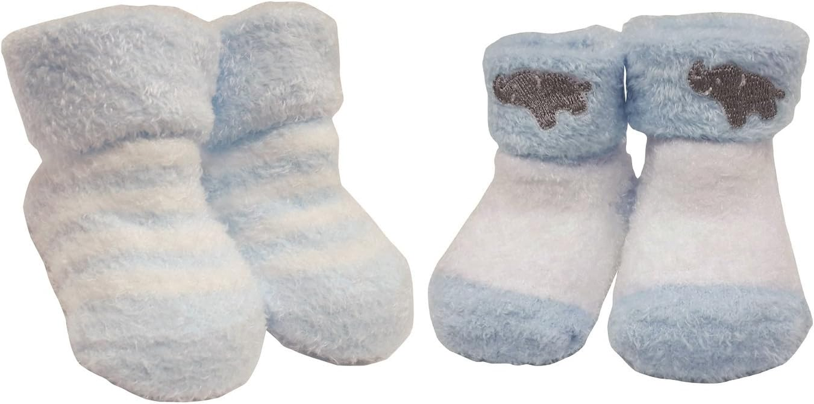 Playette Chenille Bootie Socks 2 Pack for 0-3 Months Boys, Blue image number 1