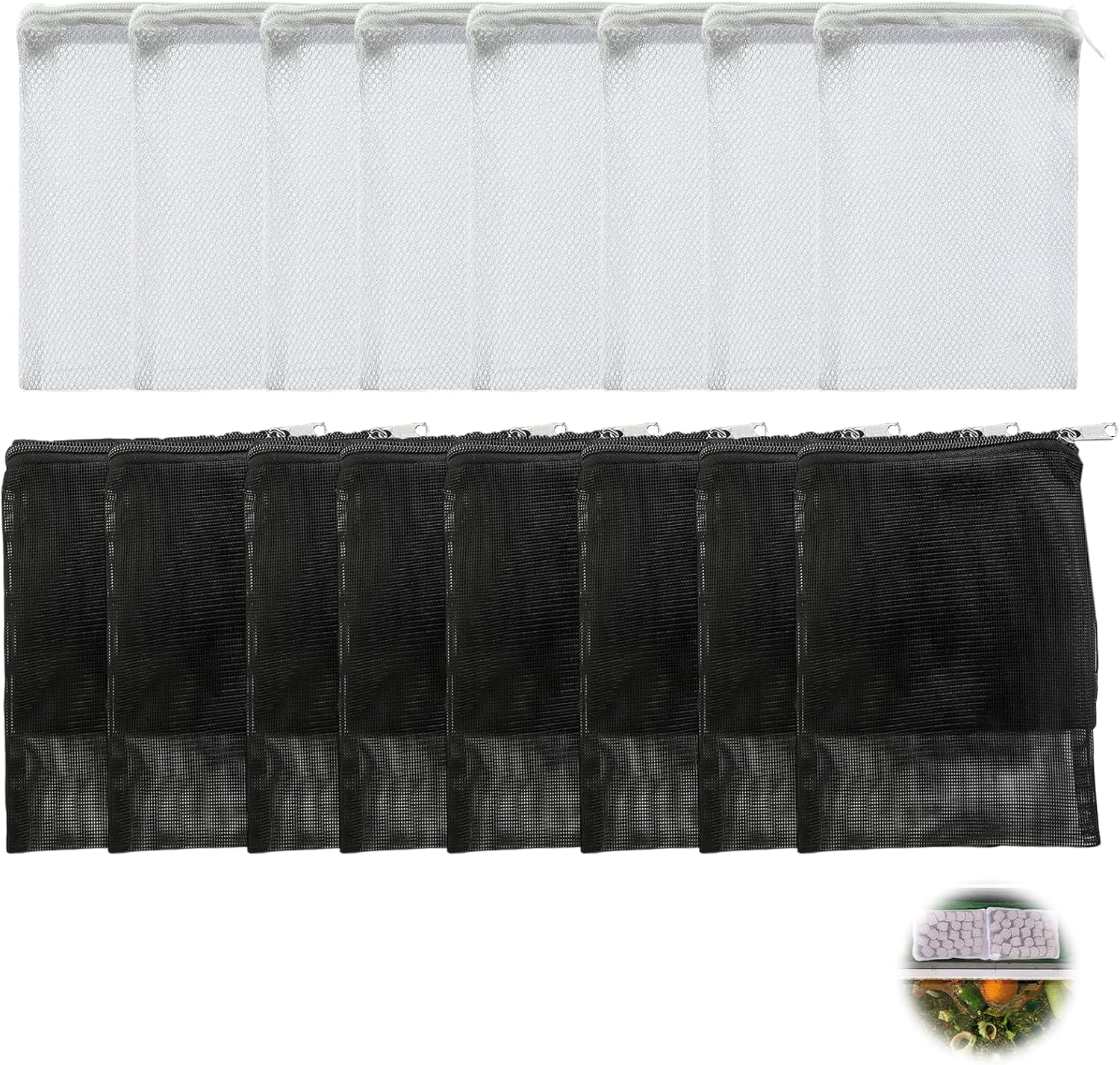 16 Pcs Aquarium Filter Media Bags, Fine Mesh Reusable Zipper Bags for Bio Balls, Activated Carbon, Ceramic Rings, Fish Tank Filter Media Storage, Size 15X20Cm image number 4