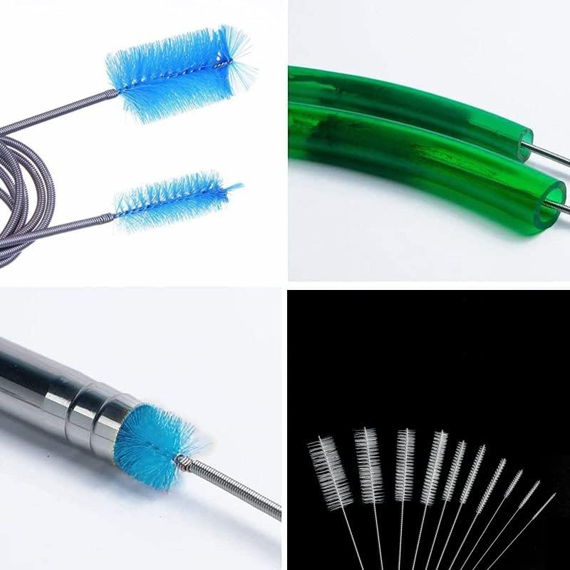 10 Pcs Flexible Drain Brush Straw Cleaner Brush Set plus Tube Cleaning Brush - Flexible Stainless (5 Feet),Flexible Drain Brush, Hose Brush, Drain Cleaning Brush