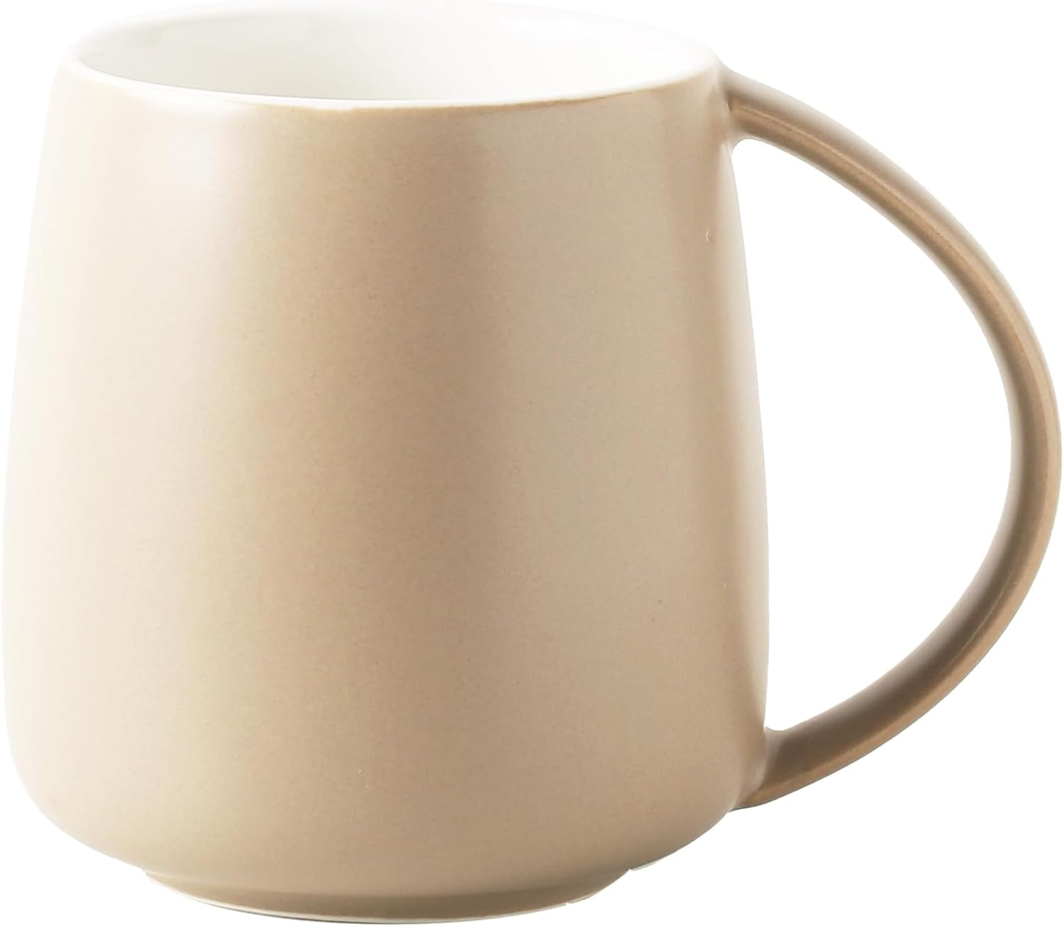 Classic Large Capacity Ceramic Belly Coffee Mugs 400Ml 14Oz Nordic Matte Finished Water Breakfast Toothbrush Egg Shaped Cup with Handle for Home Office Men Women (Gray)