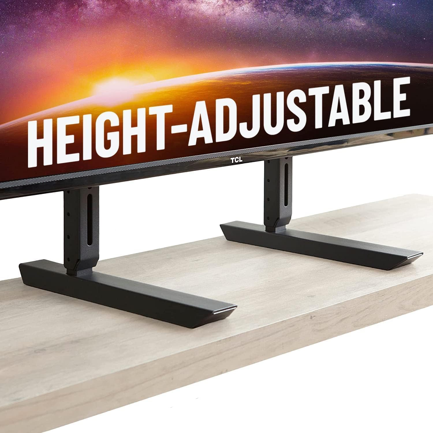 ECHOGEAR Universal Large TV Stand - Height Adjustable Base for Tvs up to 77" - Wobble-Free Replacement Stand Works W/Any TV Including Vizio, TCL, Samsung & More - Flat Design Compatible W/Soundbars image number 6