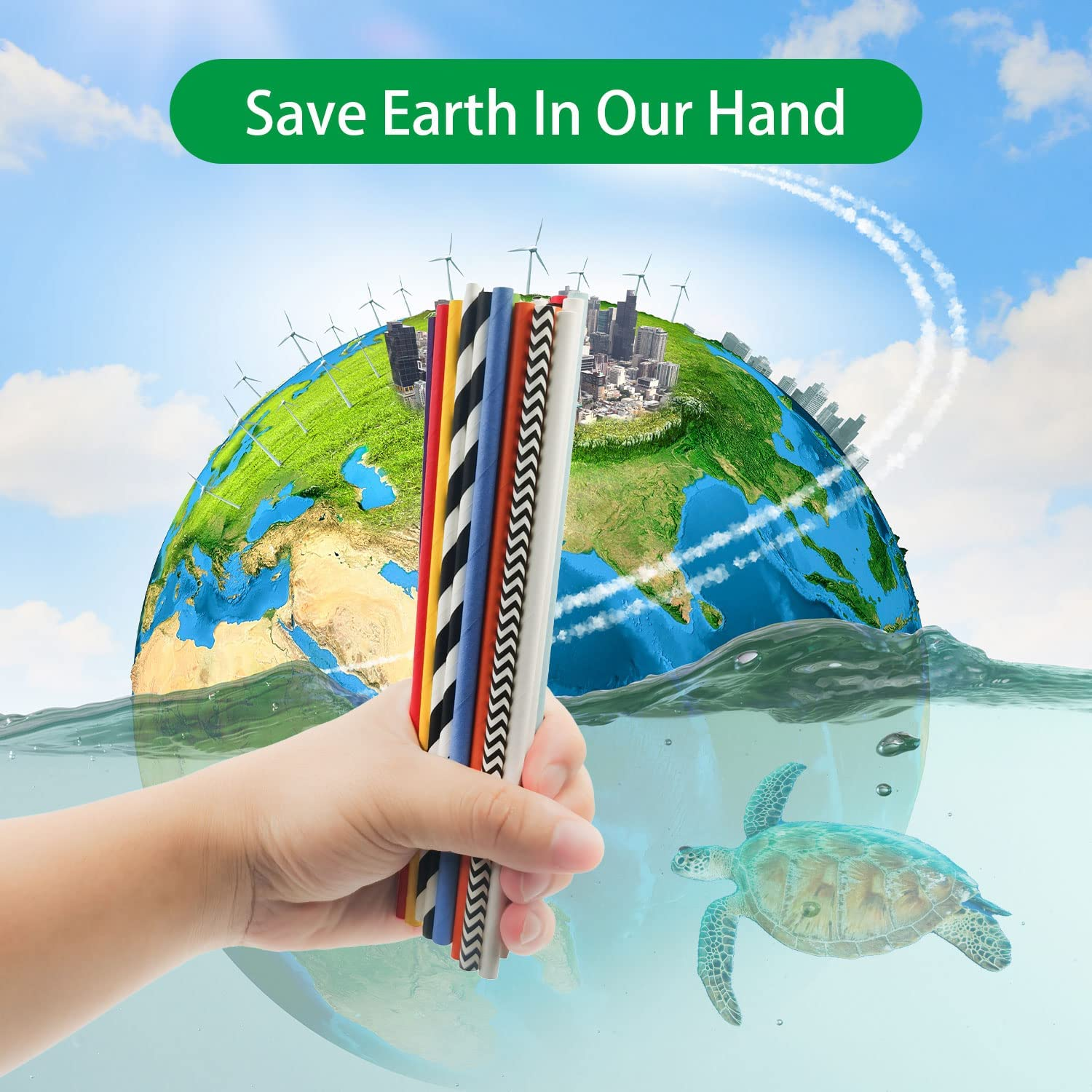 Pure White Biodegradable Paper Straws for Cocktail Pack of 100, Eco-Friendly and Recyclable Plain White Solid White Straws Made of Paper - Solid Black image number 2