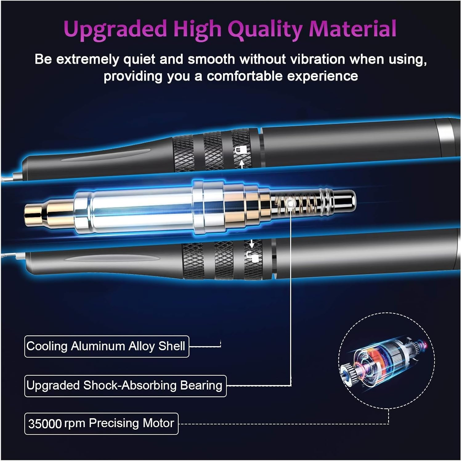 Nail File Electric, Nail Drill Machine 35000RPM Electric Manicure Machine Pedicure Manicure Drill Set Milling Cutters Set Nail File Equipment Tools(Black) image number 2