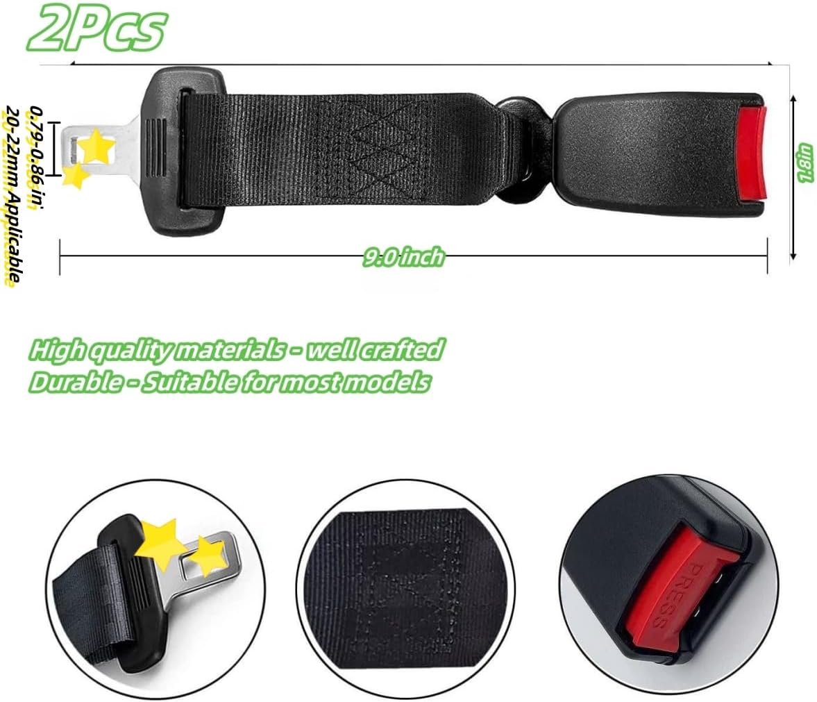 2 Pcs- Pads Cover for Seat Belt, up to Give Your Shoulder Comfortable and Convenient (9.5 Inch) image number 2