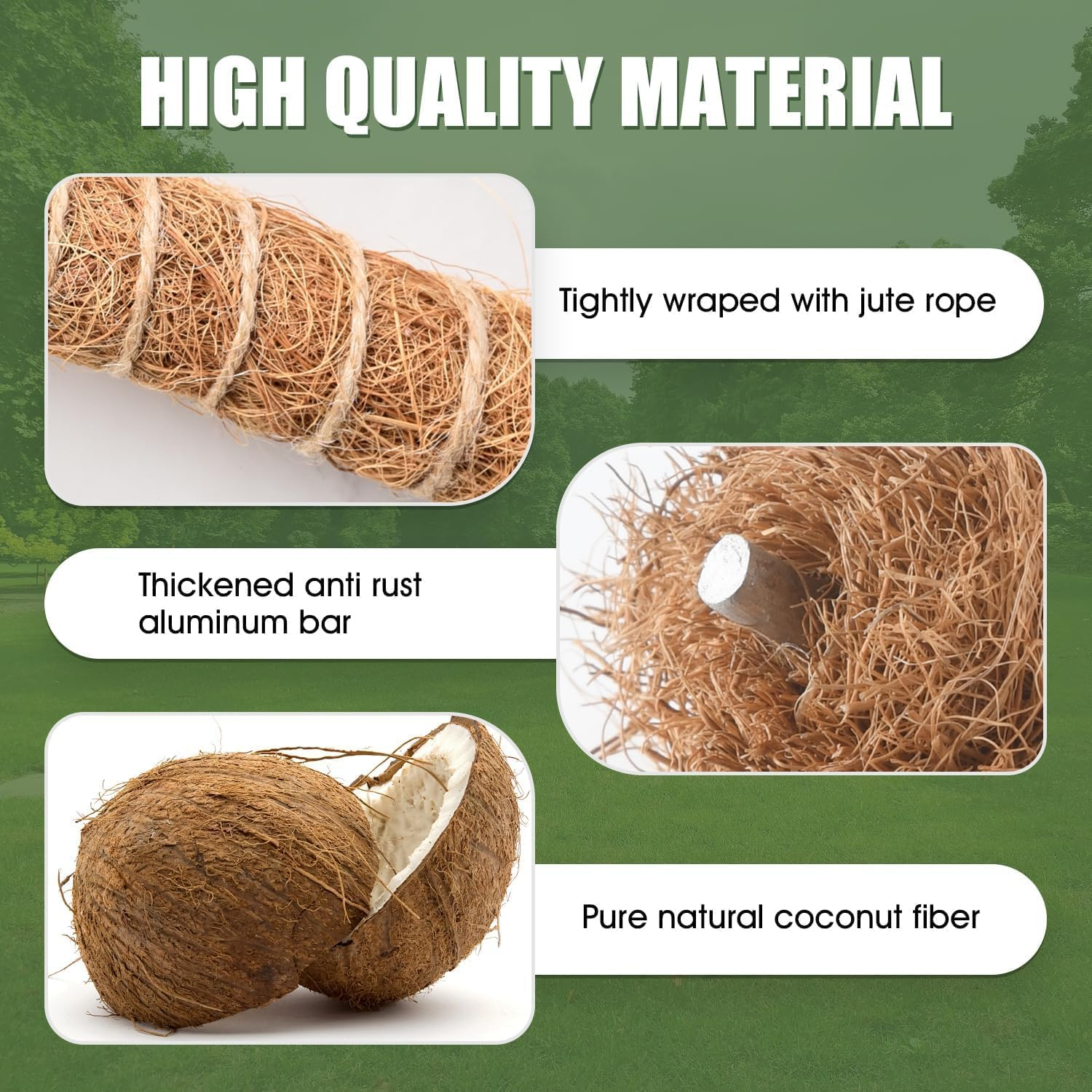 2 Pack Moss Pole, 48 Inch/120Cm Bendable Moss Pole for Plants Monstera, Moss Poles for Climbing Plants, Handmade Coco Coir Pole Plant Sticks Support Plant Stakes for Indoor Plants to Grow Upwards image number 4