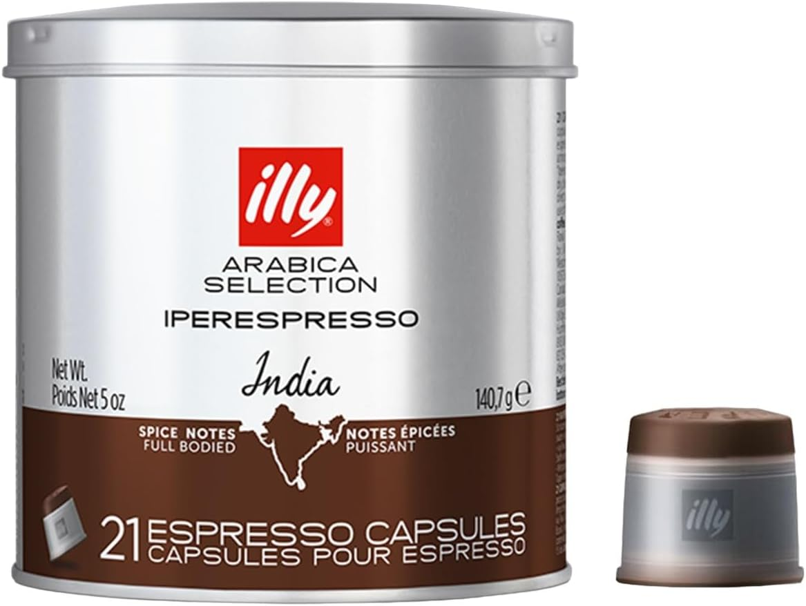 Illy Arabica Selection Brazil Espresso Capsules, 21 Count - Rich Brazilian Coffee Flavor - Compatible with Espresso Machines - Smooth, Balanced, and Velvety - Dark Roast, 100% Arabica Beans