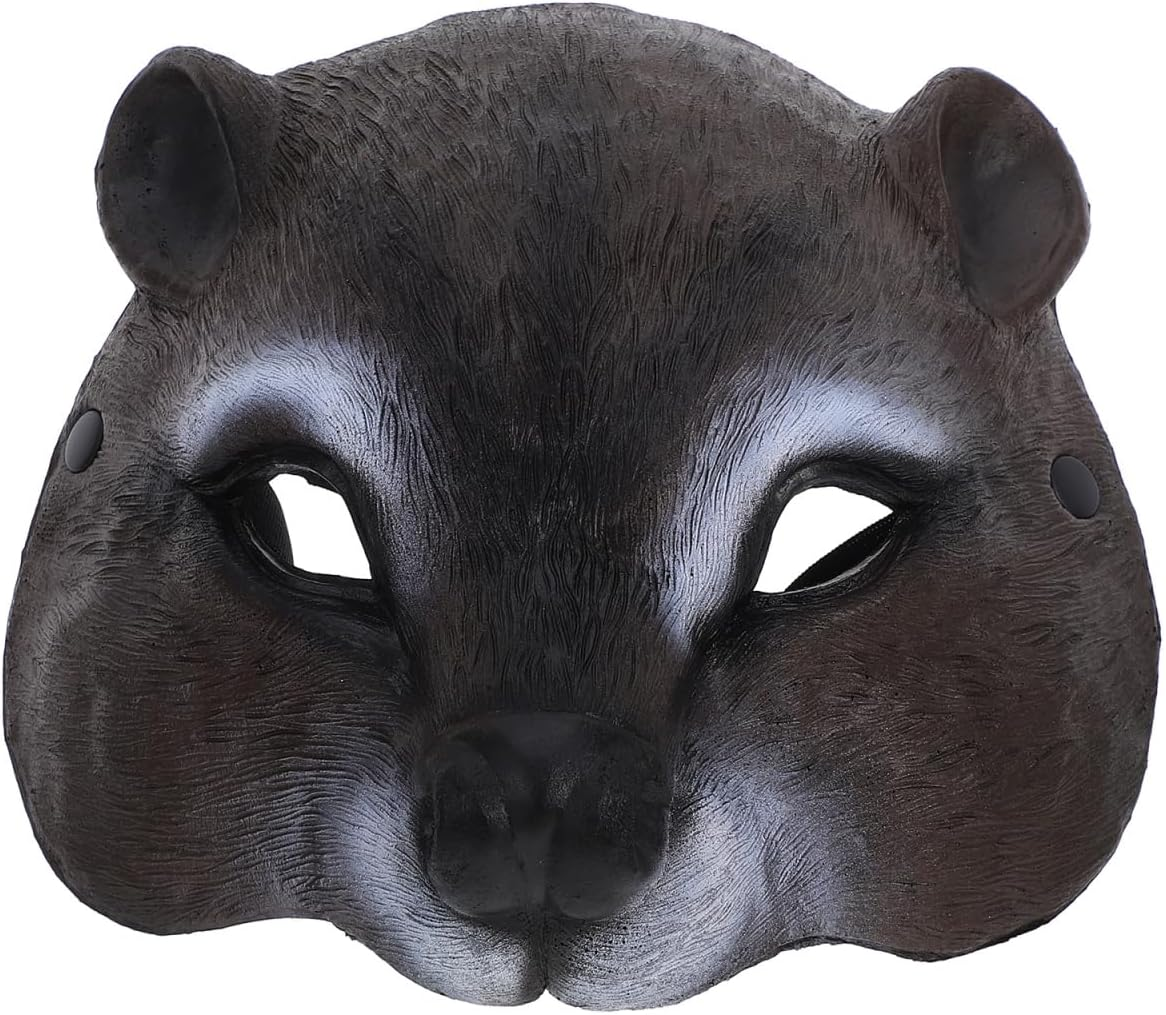 Squirrel Mask Half Face Pu Masquerade Mask for Adults Realistic Animal Cosplay Costume Party Accessory with Fine Detail Design image number 1