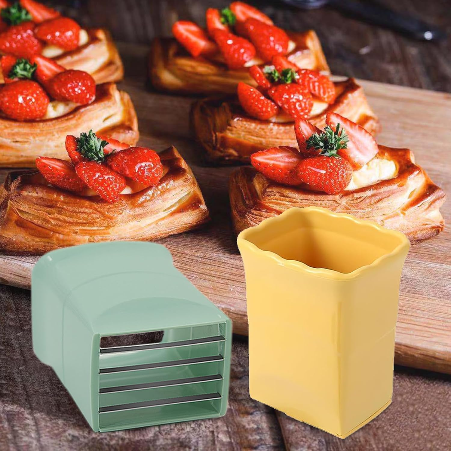 4 PCS Cup Slicer, Stainless Steel Egg Stainless, Strawberry Slicer, Mini Fruit Slicer Cup, Quickly Making Fruit Vegetable Salad, Creative Convenient Kitchen Gadget image number 2