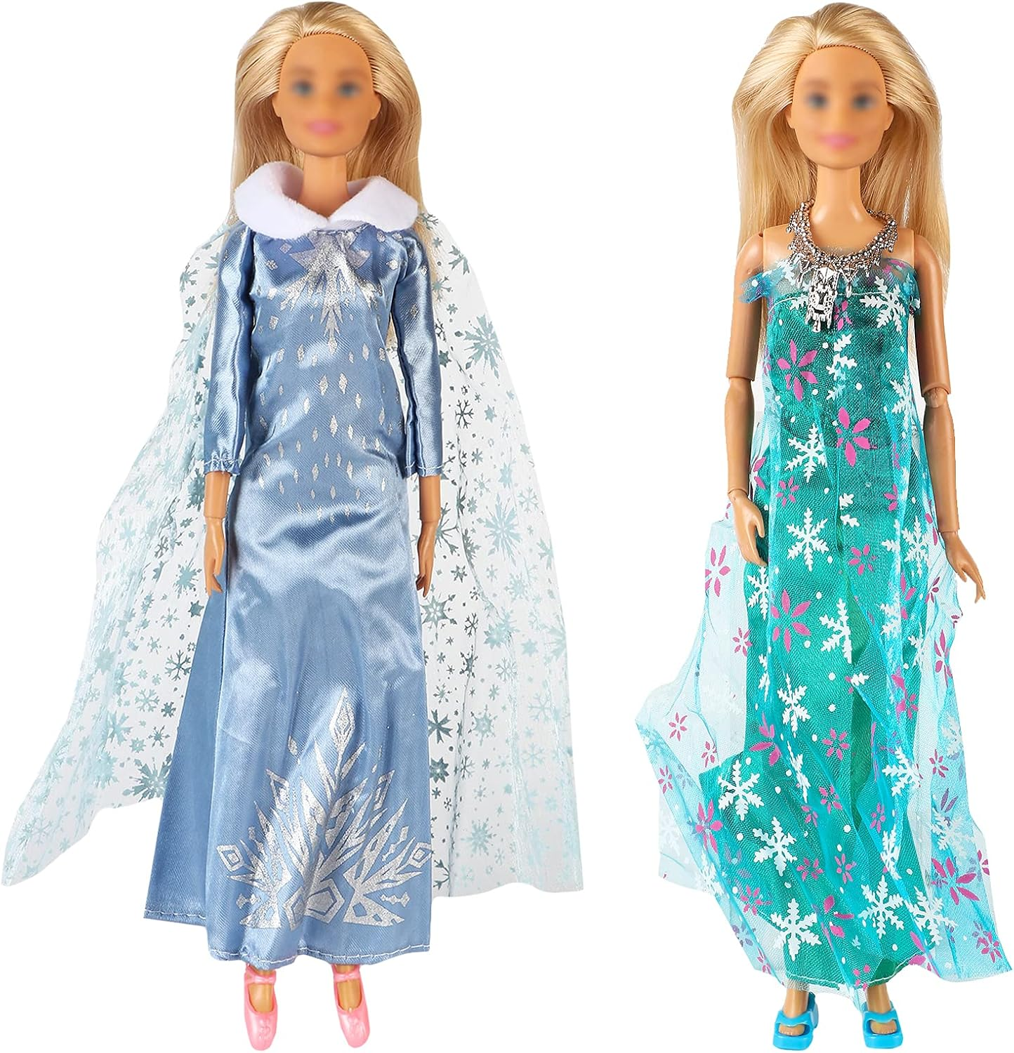 ONEST 30 Pieces Princess Clothes and Accessories for 11.5 Inch Girl Doll Include 10 Pieces Princess Dresses, 10 Pairs Shoes and 10 Pieces Necklaces - Litter Girls Gift