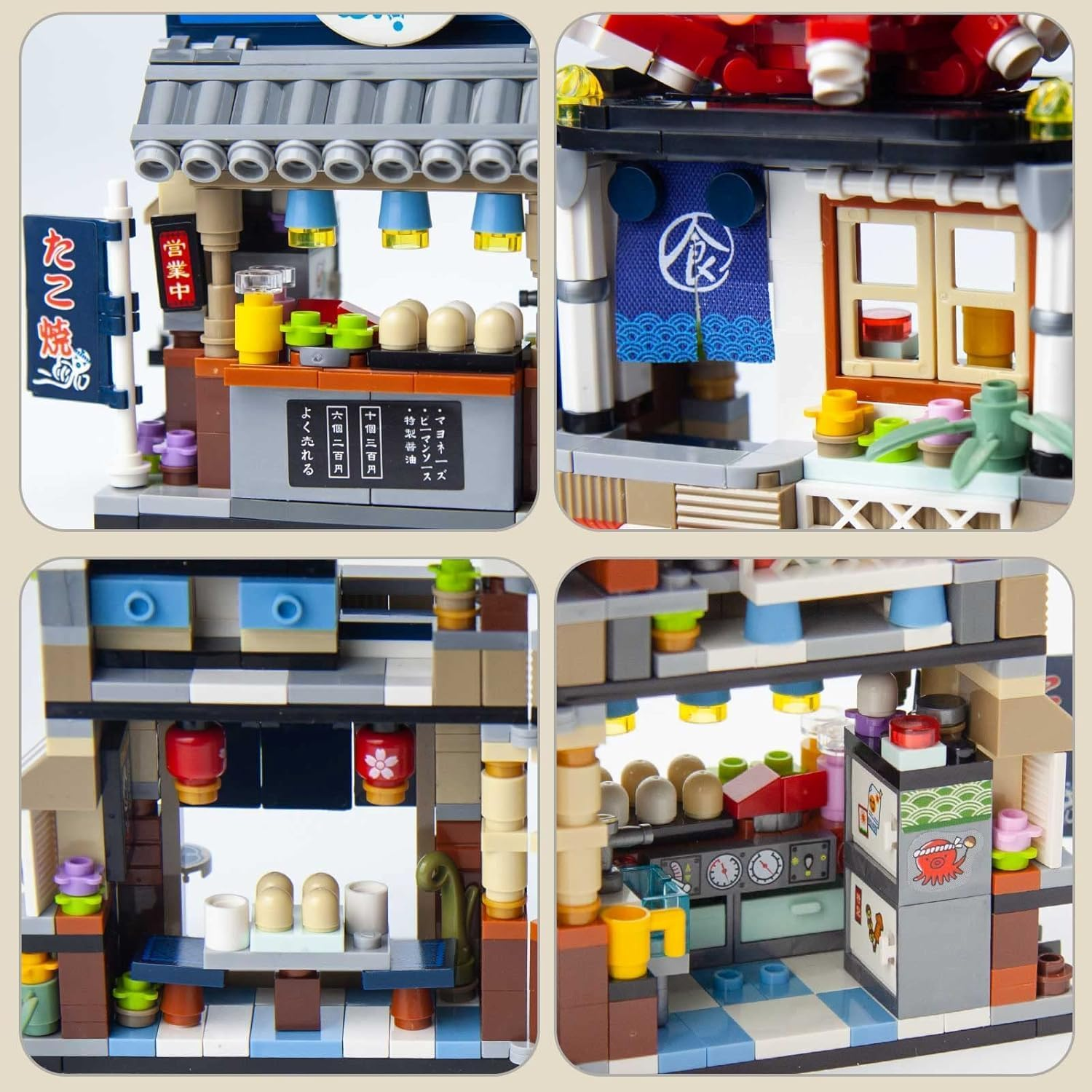 Oundarm Japanese Street View Mini Building Blocks Kit-Takoyaki Shop, Foldable Japanese Mini Store Toy for Adults Boys Girls 6+ (722 Pcs) image number 5