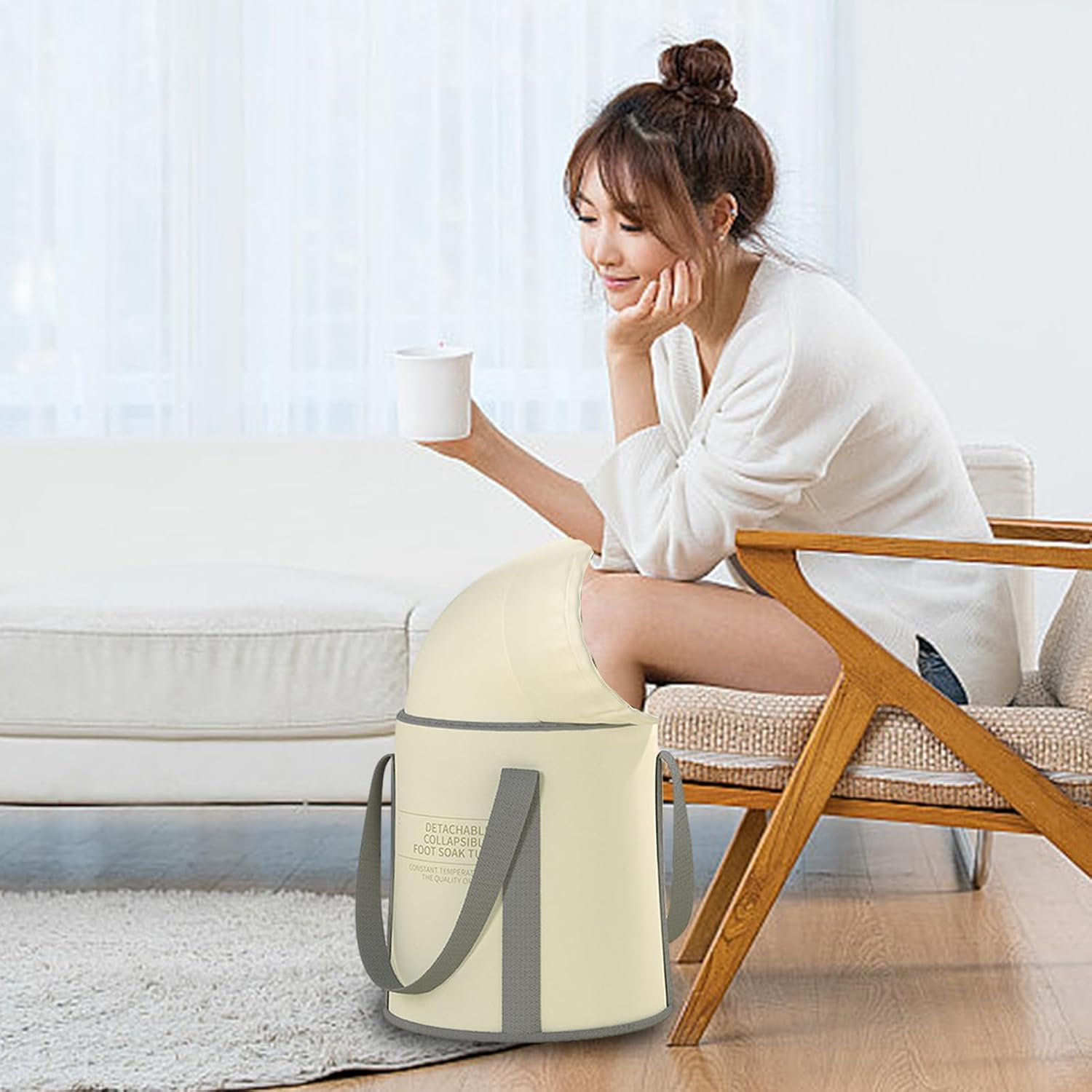 Foot Soaking Bucket,Foldable Foot Bath Basin - Foot Bucket Foot Wash Basin Bag Foot Tub with Handle, Portable Foot Soak for Camping, Laundry, Travel Hotplus image number 6