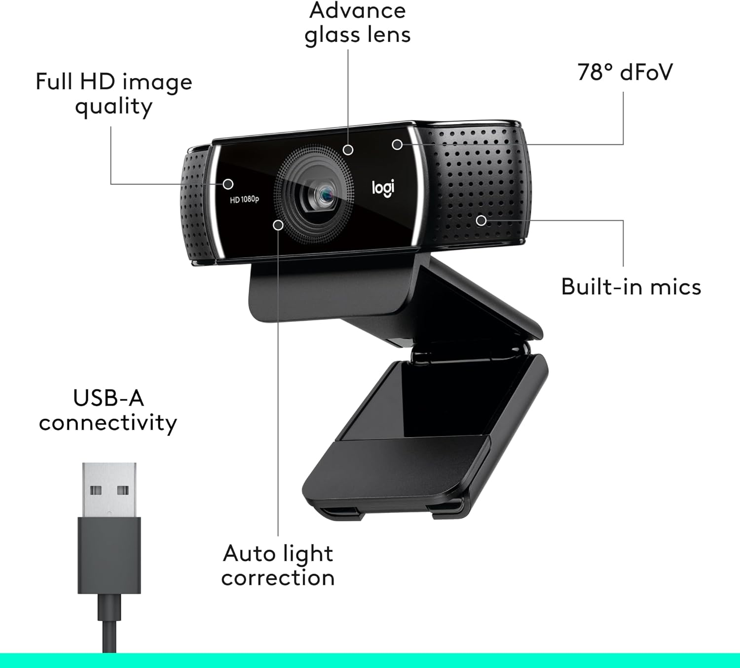 Logitech C922X Pro Stream Webcam &ndash; Full 1080P HD Camera &ndash; Background Replacement Technology for Youtube or Twitch Streaming image number 1