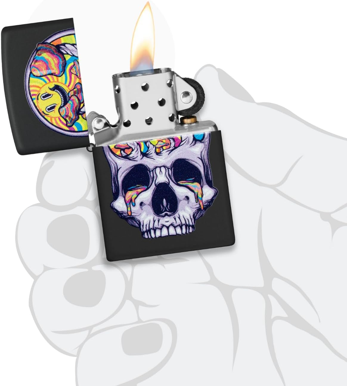 Zippo Skull Moon Design Windproof Lighter, Black Matte image number 5