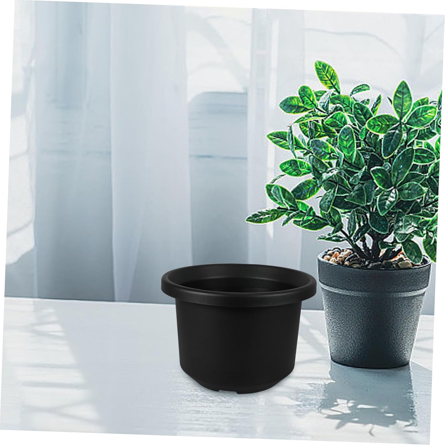 Thickened Black Plastic Plant Nursery Pot for Outdoor Gardening, Medium Breathable Root Control Flower Planter, Sturdy Nutrient Planter Suitable for Succulents and Flowers image number 1