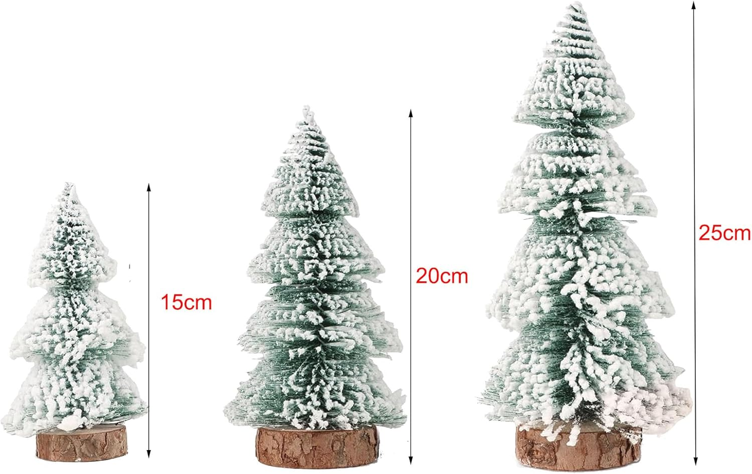 (15/20/25 Cm) 5 Pieces Mini Christmas Tree Elk Artificial Christmas Tree Table Christmas Tree Small Miniature Fir with Snow Effect Green Christmas Decoration Christmas Table Decoration for DIY Crafts
