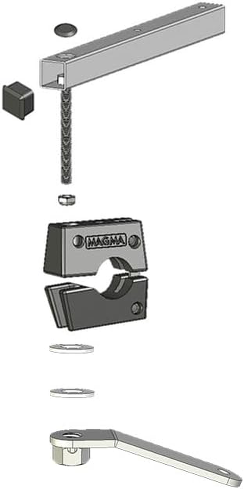 Magma Mount, Dual Extended Horizontal round Rail, 1", DM Dual Mount Tables/Gourmet Series Grills image number 3