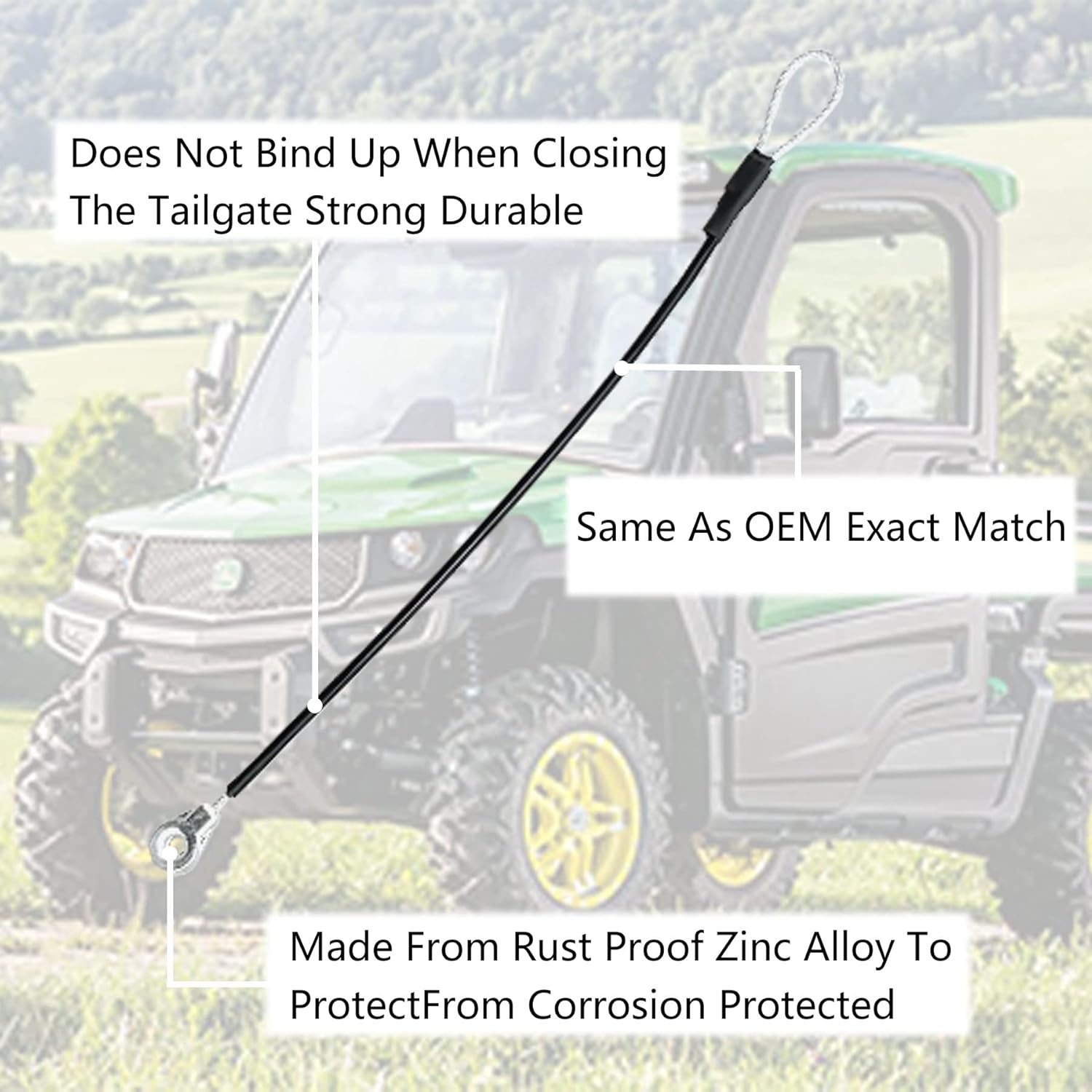 M159508 2Pcs Tailgate Equipment Cable Fit for John Deere Gators M TE TH TX XUV TH TX HPX615E HPX815E XUV825E/M XUV835E/M/R XUV855E XUV865E/M/R Tailgate Cables image number 3