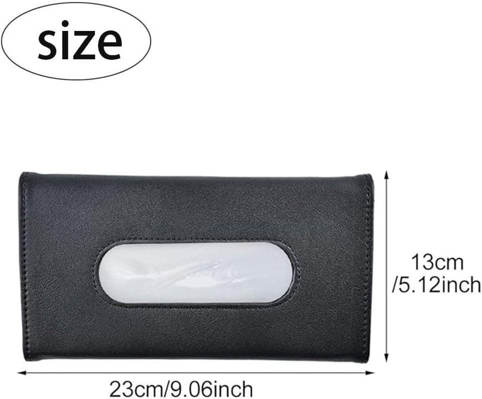 Car Visor Tissue Holder, PU Leather Napkin Box, 2-Pack, Black image number 6