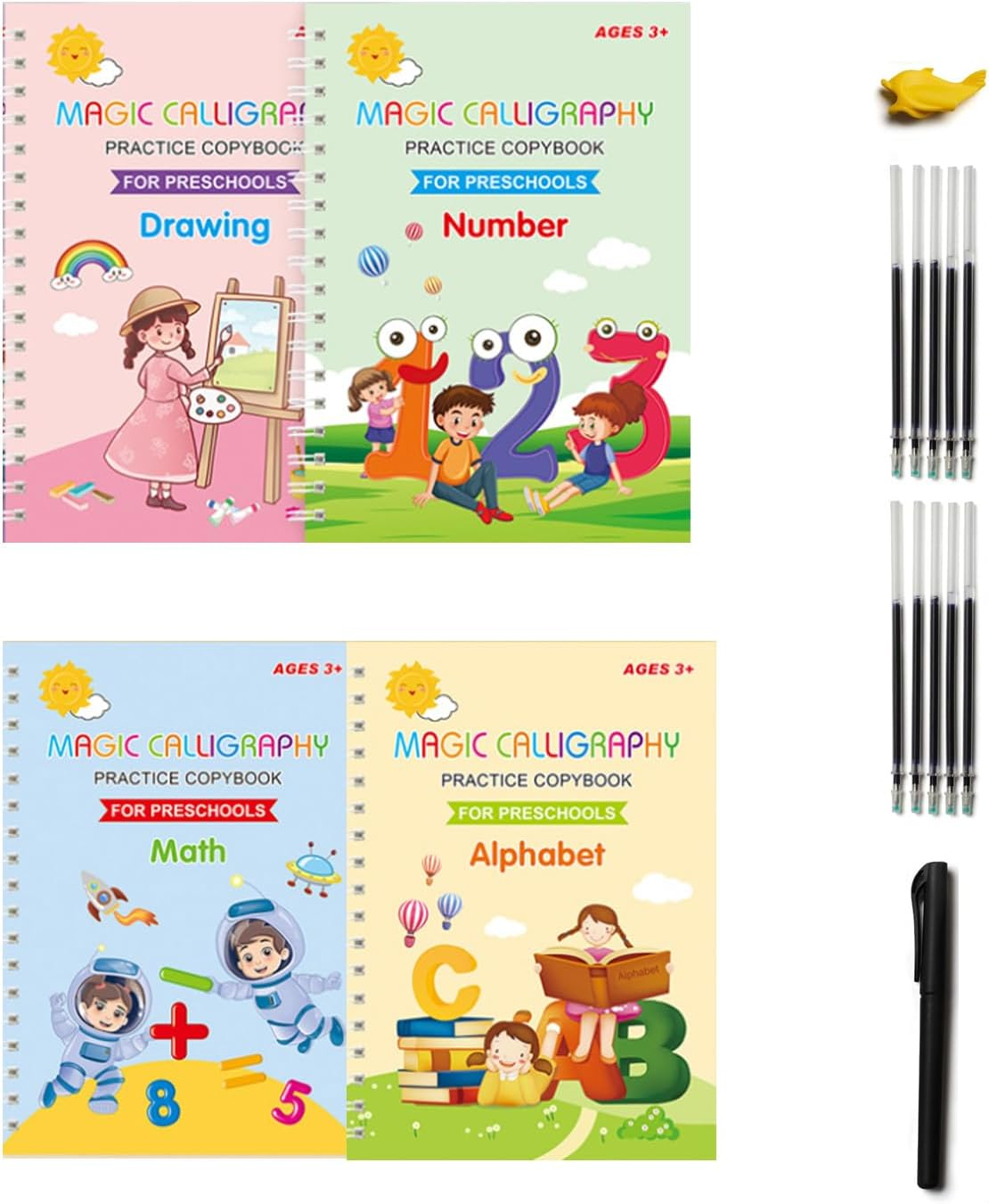 Grooved Handwriting Books for Kids Age 3-8 Reusable Magic Practice Copybook Magic Writing Practice Copy Books for Pre-Writing Activities and Fine Motor Skills Development (4) image number 6