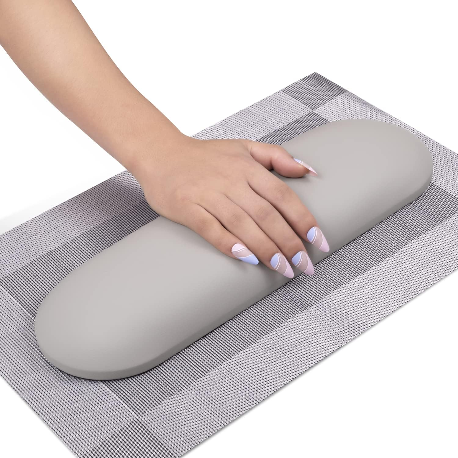 Nail Arm Rest Pillow and Mat Luxury Salon Manicure Armrest Cushion Nail Art Hand Holder Manicure Hand Rest Cushion Pad Tool for Nail Tech Manicurist (With Mat, Black)