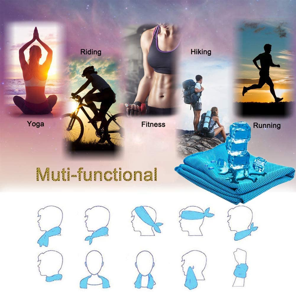 YQXCC Cooling Towel | 2 Pack 47"X12" | Ice Cool for Neck | Soft Breathable Microfiber Chilly | for Yoga, Golf, Gym, Camping, Running, Workout & More Activities image number 3