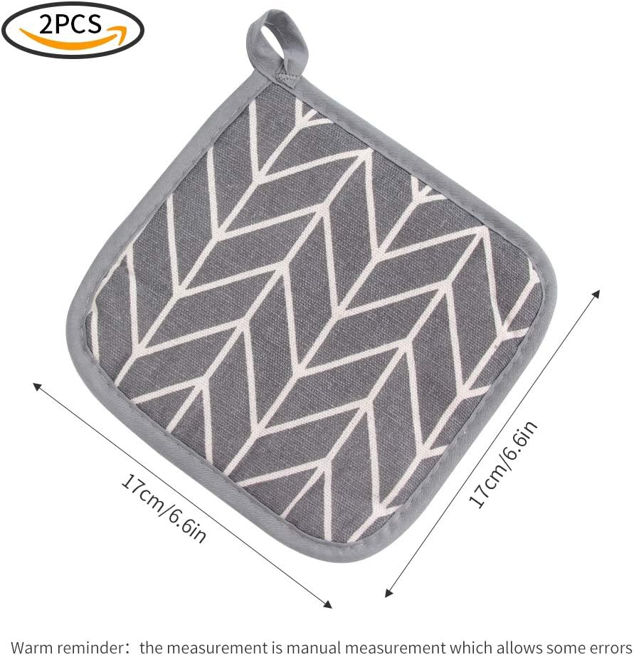 4 Pieces Extra Large Cotton Pot Holders and Oven Gloves Set, Heat Resistant Square Handles, Ideal for Cooking, Baking and Kitchen Use image number 3